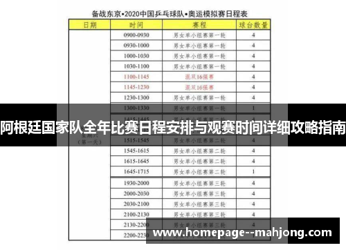 阿根廷国家队全年比赛日程安排与观赛时间详细攻略指南